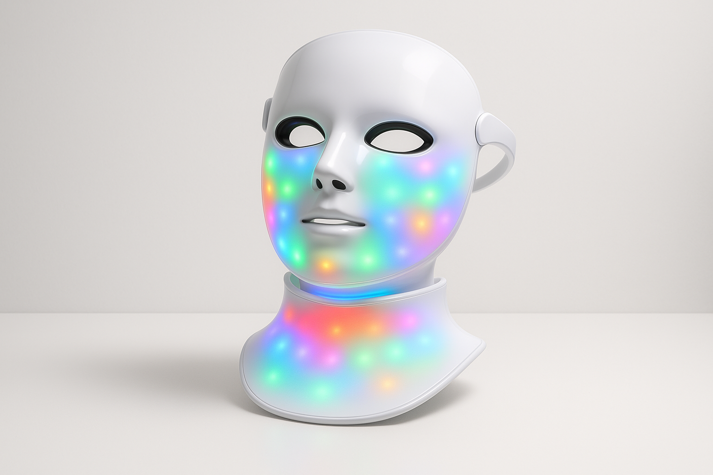 7 Colors LED Facial Mask with Neck Light Therapy Skin Beauty Red Light Facial Mask Wireless Rechargeable at Home Use