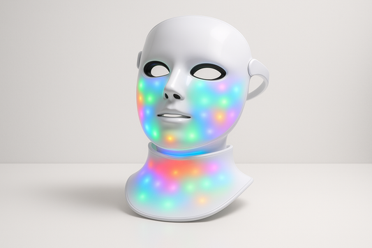 7 Colors LED Facial Mask with Neck Light Therapy Skin Beauty Red Light Facial Mask Wireless Rechargeable at Home Use
