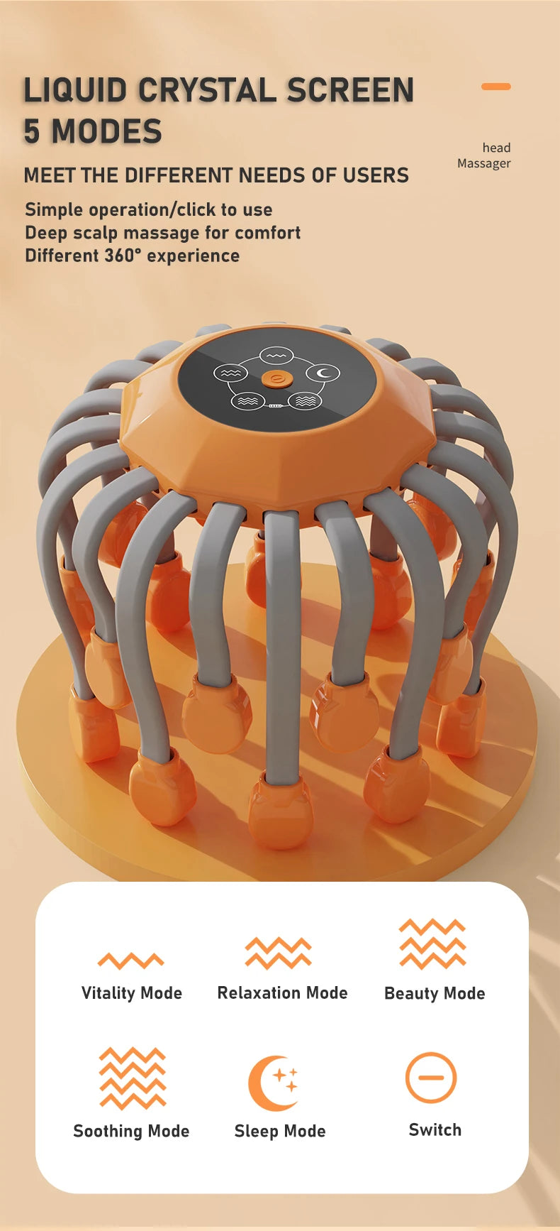 OctoRelax™ 360° Electric Head Massager — Ultimate Scalp Therapy