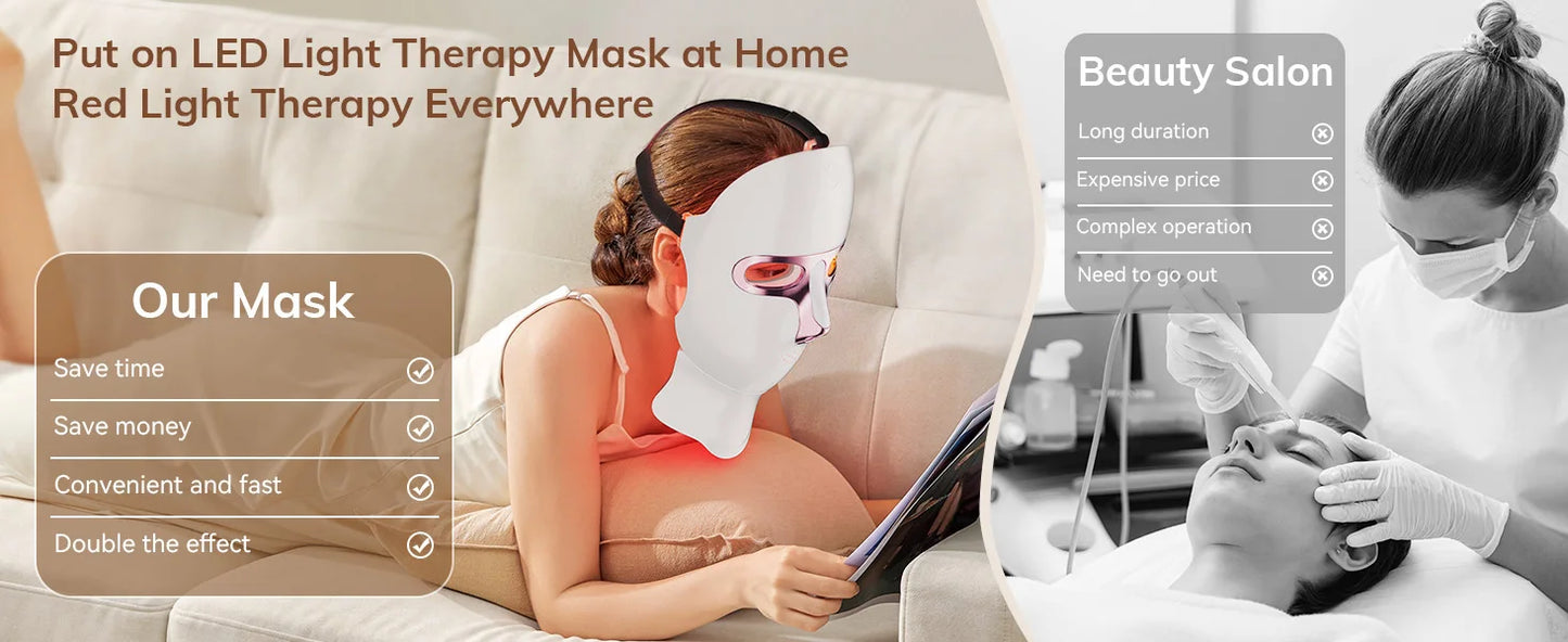 LumiGlow™ 7-Color LED Facial & Neck Mask – Wireless Light Therapy for Radiant Skin